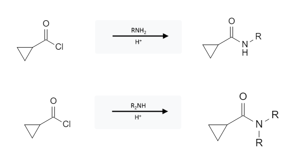 Acid Chloride Reactions: Amide formation from Acid Chlorides using Amines (R2NH and RNH2) - acid chloride r2nh rnh2 reaction