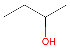 Secondary alcohol example (2-butanol)