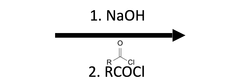 NaOH then RCOCl reagent button variant