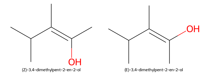 (Z)-3,4-dimethylpent-2-en-2-ol versus (E)-3,4-dimethylpent-2-en-2-ol
