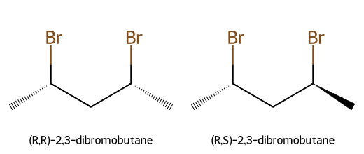 (R,R)- and (R,S)-2,3-dibromobutane diastereomers