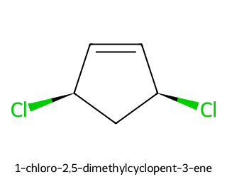 (1R,4R)-1,4-dichlorocyclopent-2-ene illustrating internal symmetry