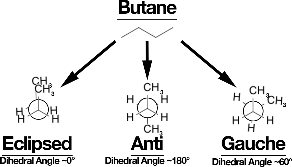Newman projection staggered and eclipsed views