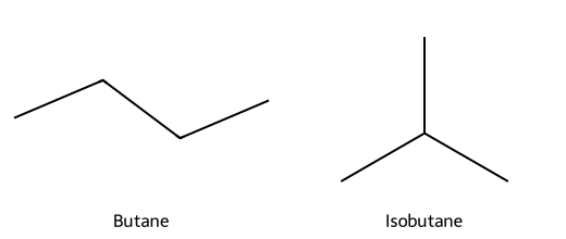 n-Butane and isobutane structural isomers