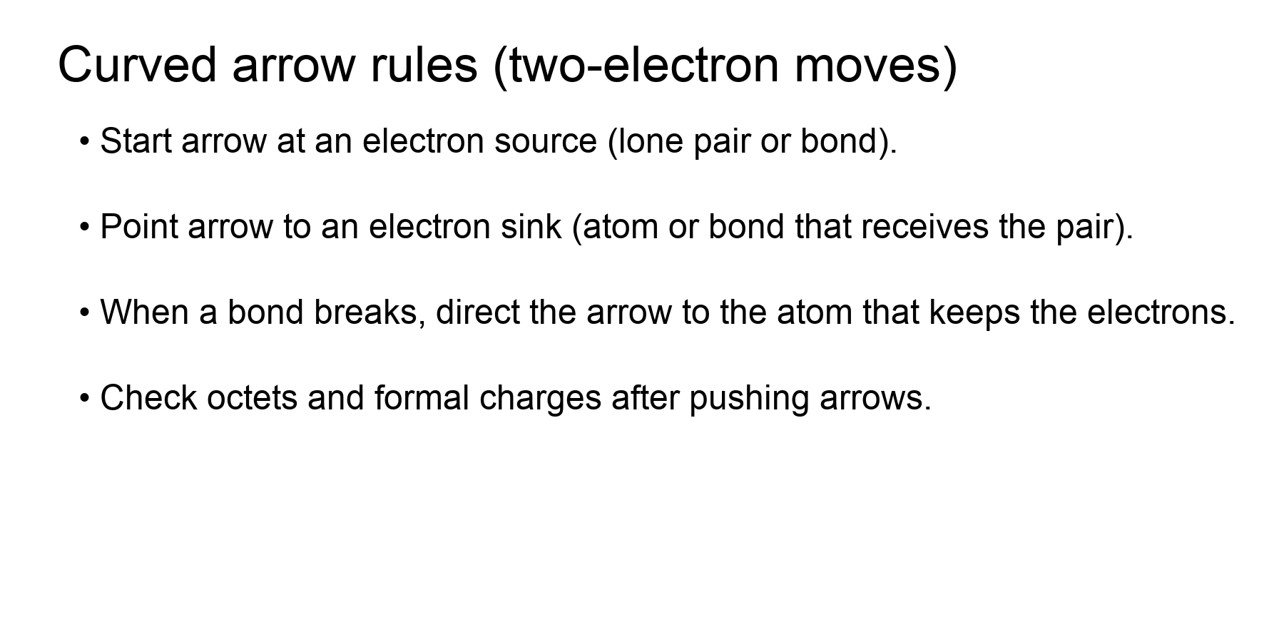 Rules for curved arrows in mechanisms