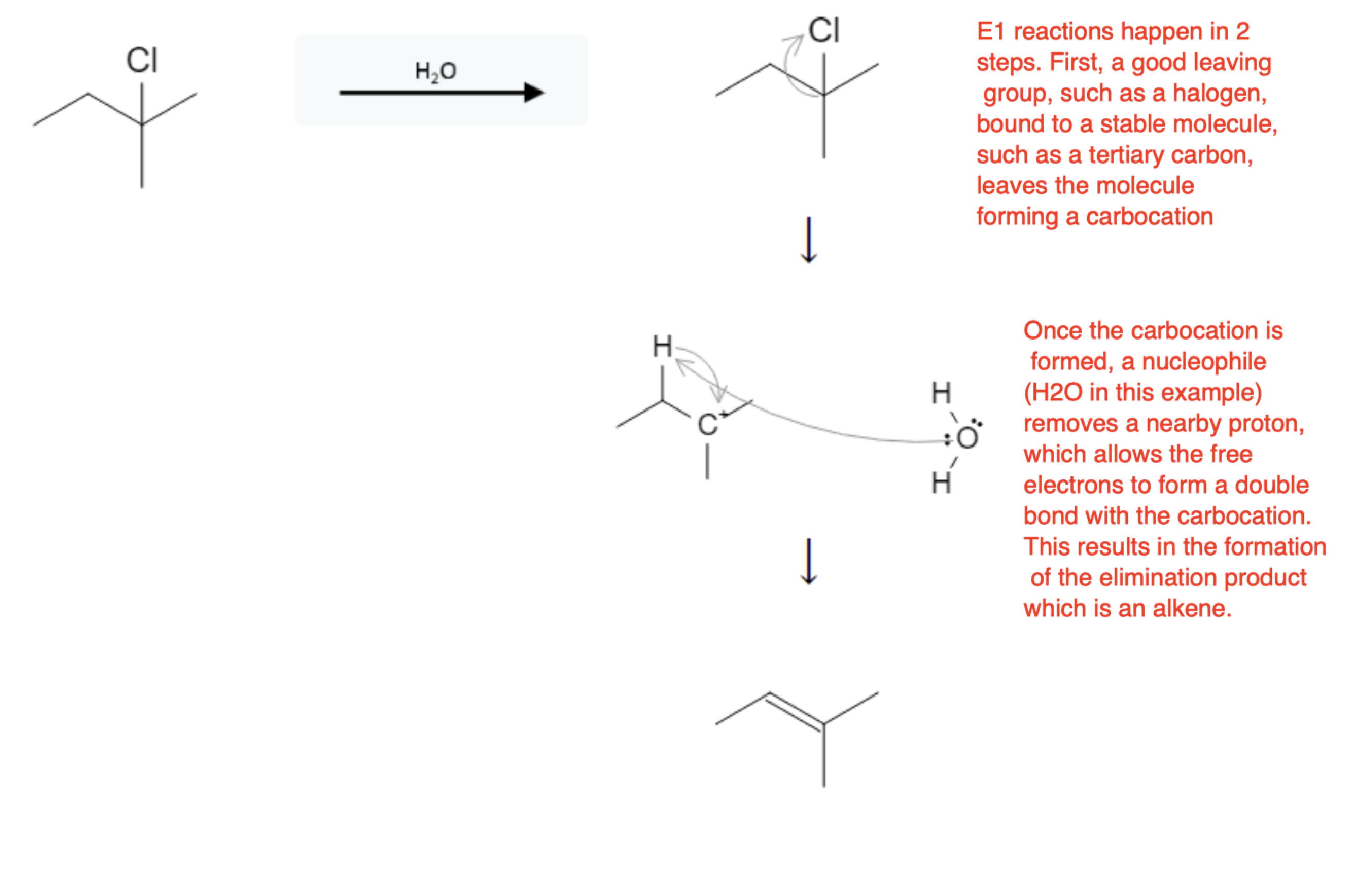 Sn2, Sn1, E2, E1 Reactions and Mechanisms: How Do I Choose? - e1 elimination reaction mechanism h2o alkylhalide