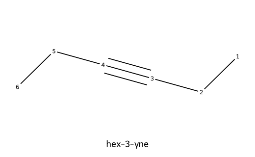 hex-3-yne numbered