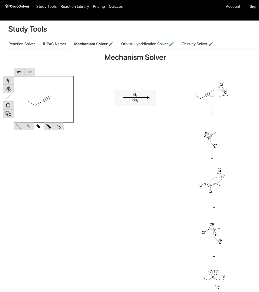 Reactions of Alkynes: Addition, Substitution, Elimination - alkyne halogenation reaction mechanism cl2