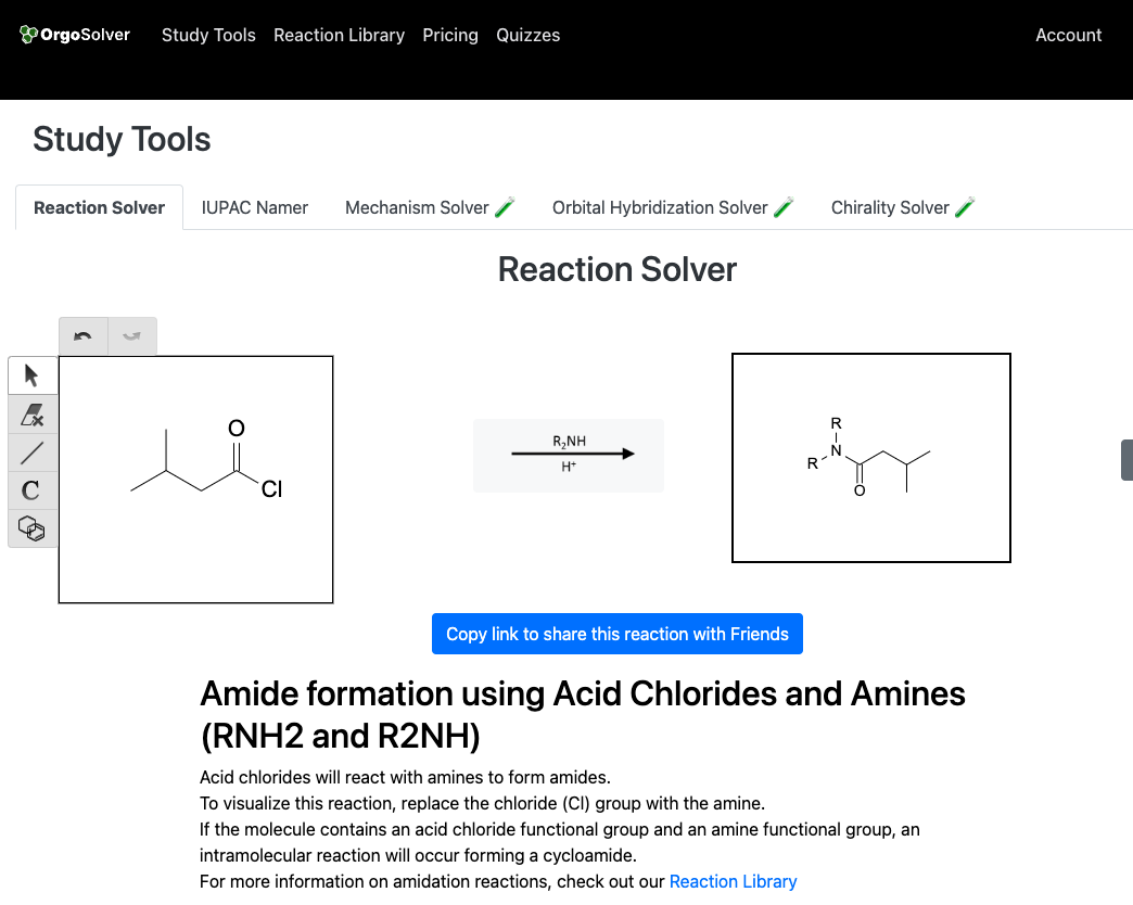 Synthesis and reactions of amines and amides - r2nh acid chloride reaction