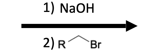 Reagent button: RBr/NaOH (strong base enolate formation)