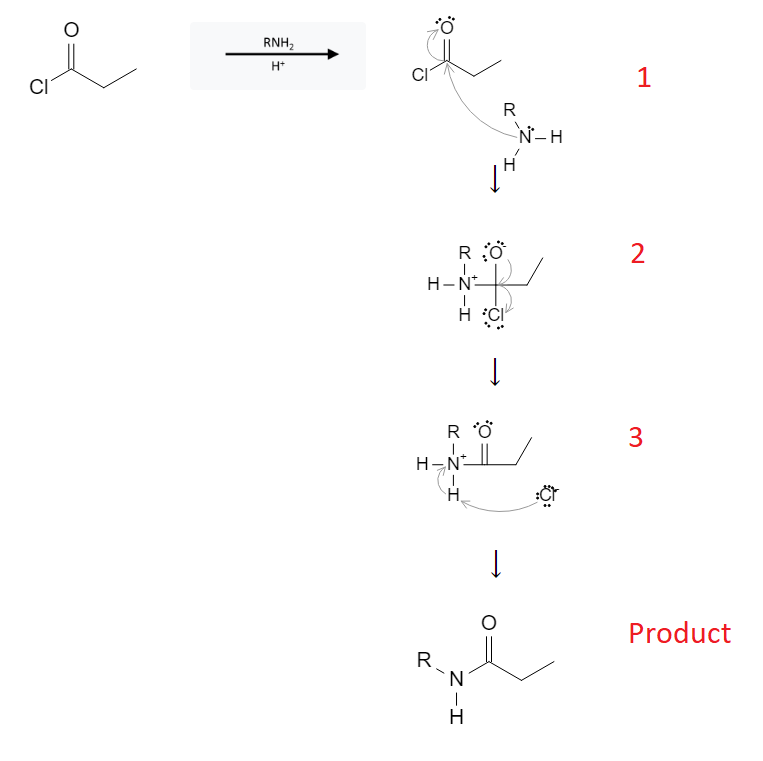 Acid Chloride Reactions: Amide formation from Acid Chlorides using Amines (R2NH and RNH2) - acid chloride r2nh rnh2 mechanism