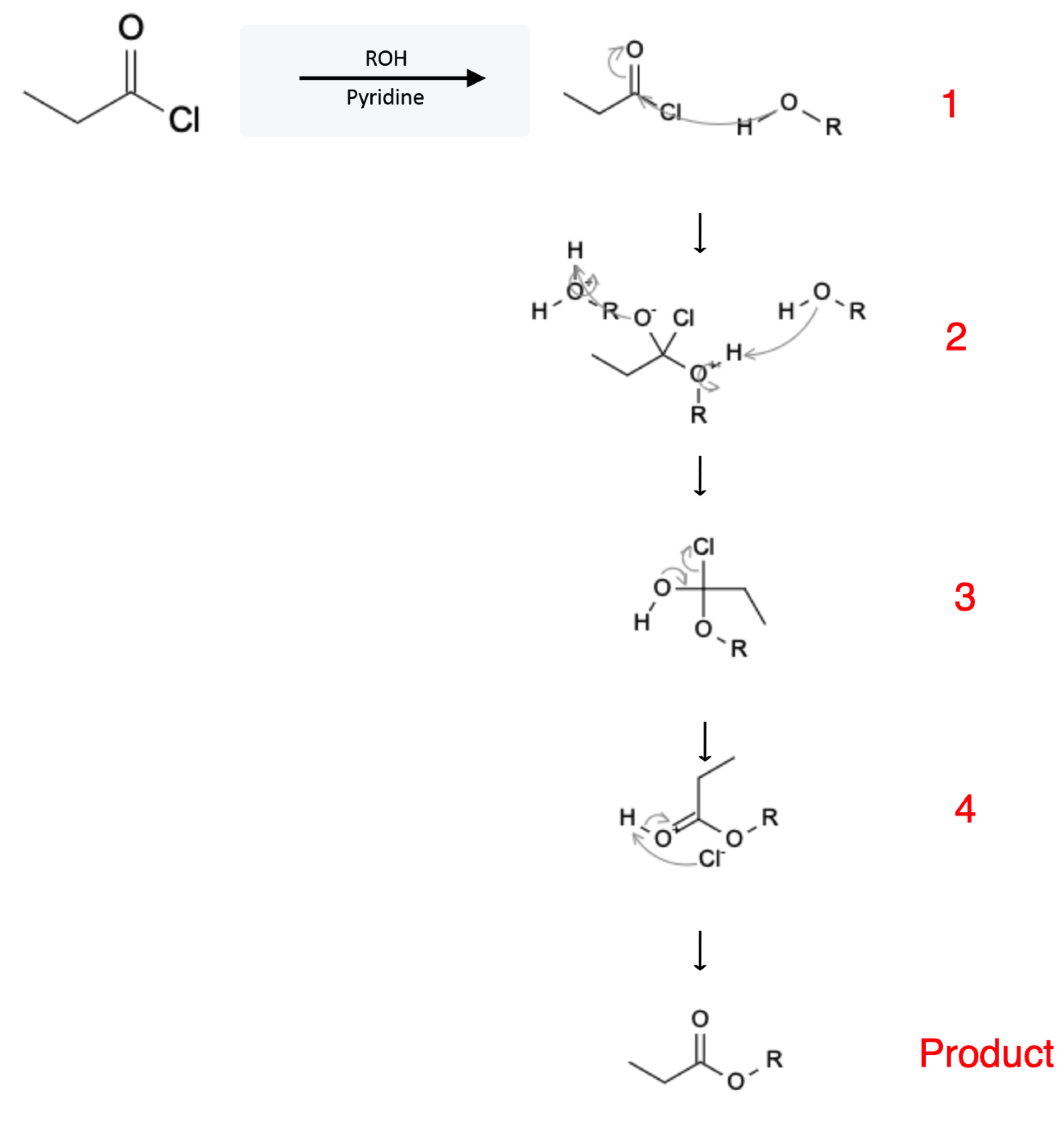 Acid Chloride Reactions: Ester formation using Alcohols and Pyridine - acid chloride ester formation alcohol reaction mechanism