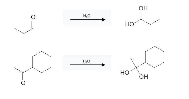 Aldehyde Reactions: Geminal Diol Formation from Aldehyde, Ketone using H2O image1.png