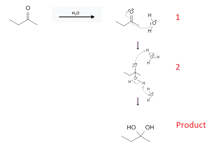 Aldehyde Reactions: Geminal Diol Formation from Aldehyde, Ketone using H2O image2.png