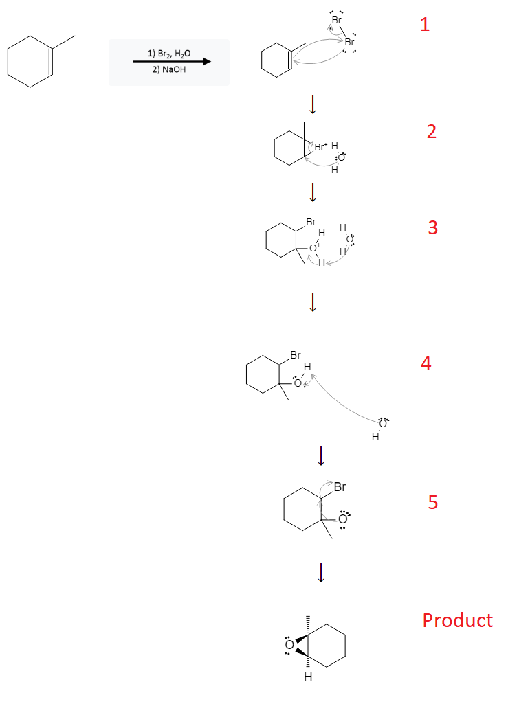 Alkene Reactions: Bromohydrin Formation using Br2 and H2O, followed by Epoxide formation using NaOH - image4