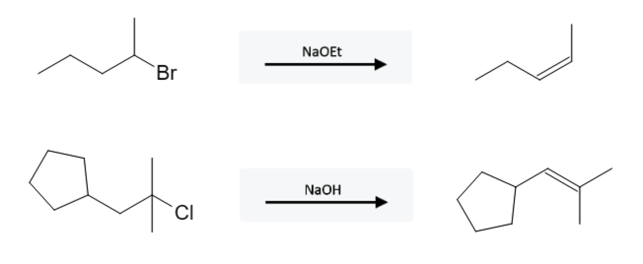 Alkyl Halide Reactions: Alkene formation using Strong Bases (E2 Zaitsev Product) - alkylhalide e2 elimination reaction zaitsev